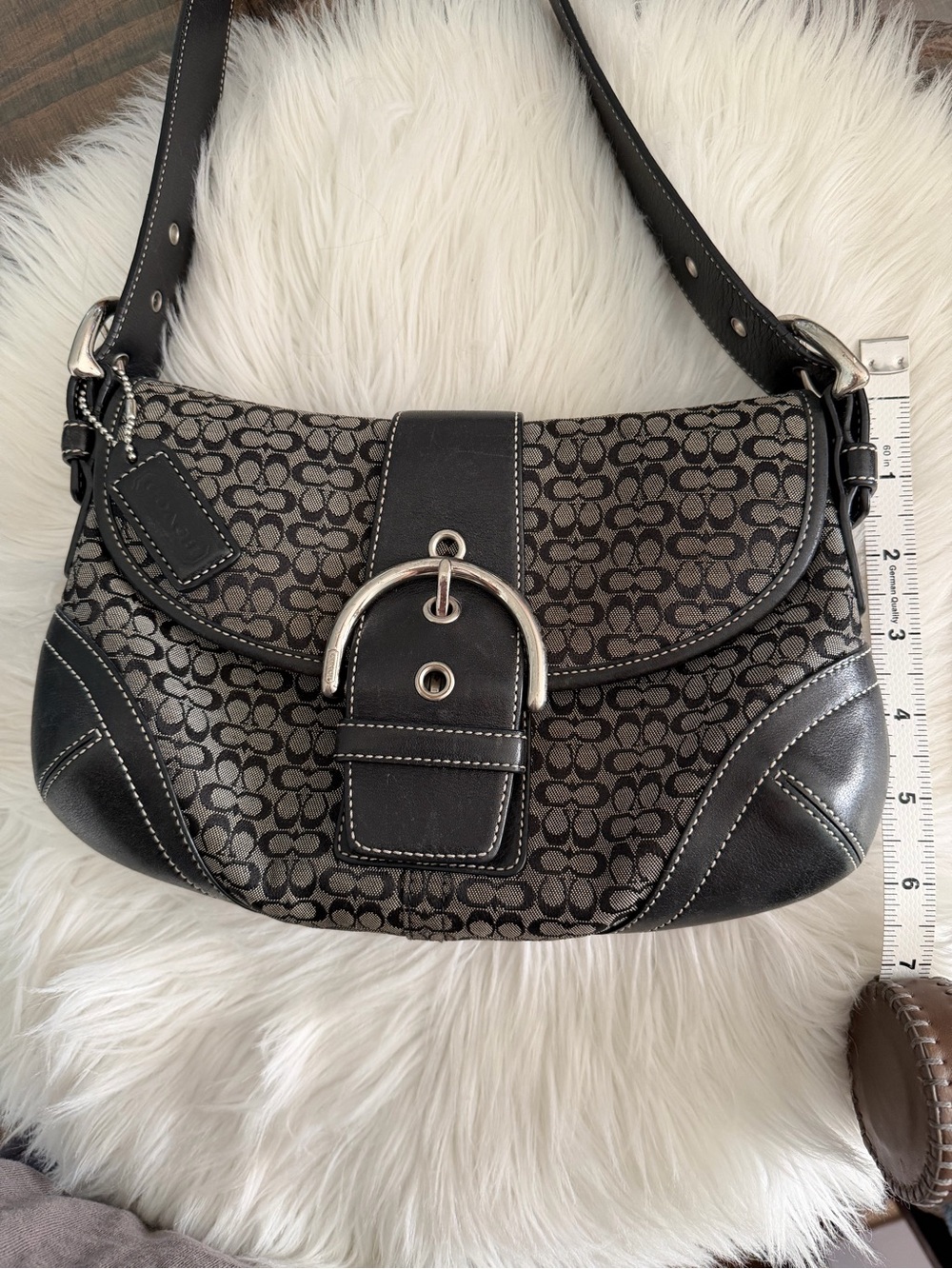 Coach Black and Gray Signature Hobo Shoulder Bag